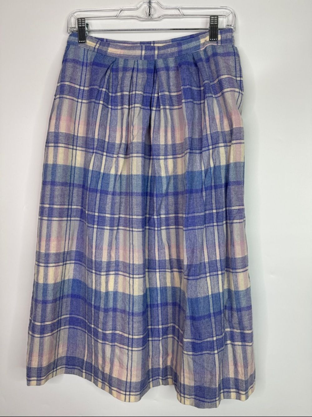 Pendleton Wool Plaid Pleated Midi Skirt Size 12 Waist 27"